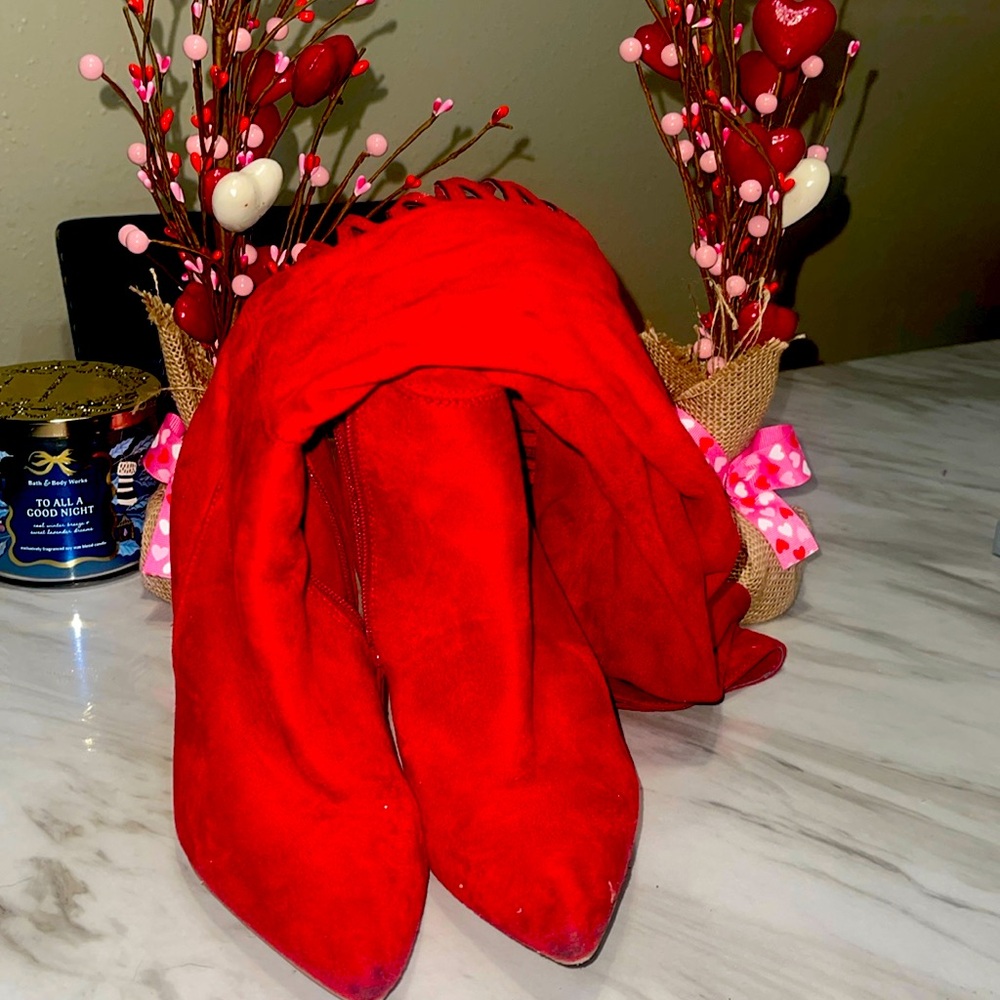 Women’s suede knee high peep toe boots